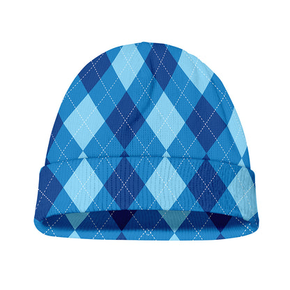 Blue Argyle Pattern Print Beanie
