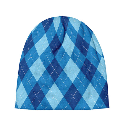 Blue Argyle Pattern Print Beanie