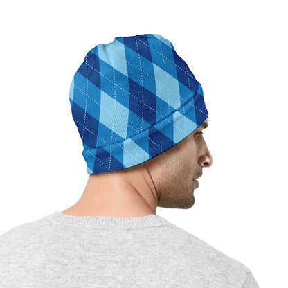 Blue Argyle Pattern Print Beanie