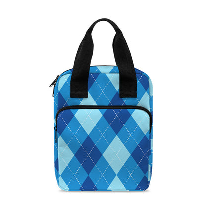 Blue Argyle Pattern Print Bible Tote Bag