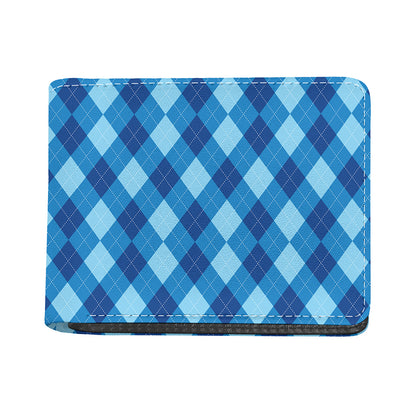 Blue Argyle Pattern Print Bifold Wallet