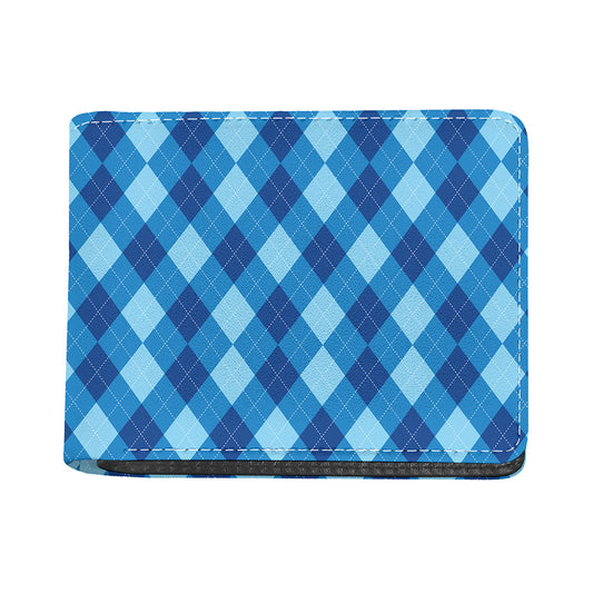 Blue Argyle Pattern Print Bifold Wallet