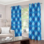 Blue Argyle Pattern Print Blackout Grommet Curtains