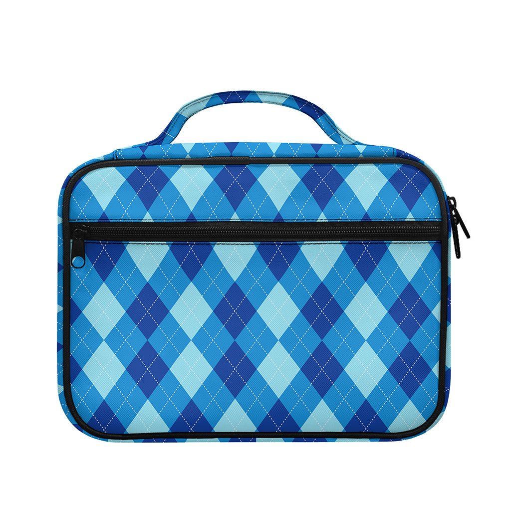 Blue Argyle Pattern Print Briefcase Bible Bag