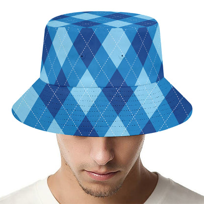 Blue Argyle Pattern Print Bucket Hat