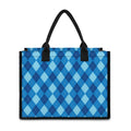 Blue Argyle Pattern Print Canvas Tote Bag