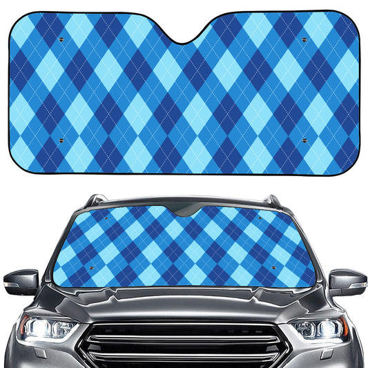 Blue Argyle Pattern Print Car Windshield Sun Shade