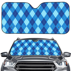 Blue Argyle Pattern Print Car Windshield Sun Shade