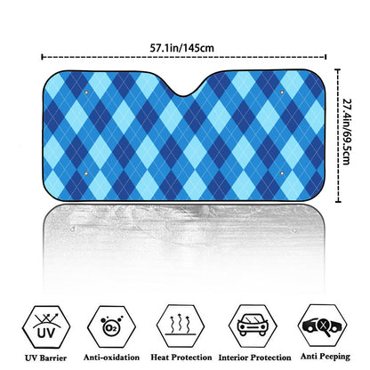 Blue Argyle Pattern Print Car Windshield Sun Shade