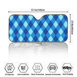 Blue Argyle Pattern Print Car Windshield Sun Shade