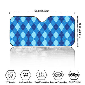 Blue Argyle Pattern Print Car Windshield Sun Shade