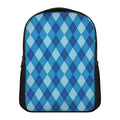 Blue Argyle Pattern Print Casual Backpack