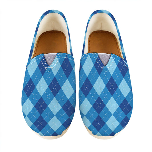 Blue Argyle Pattern Print Casual Shoes