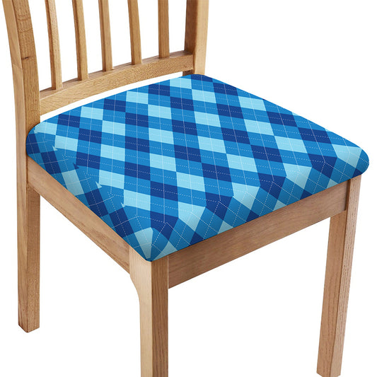 Blue Argyle Pattern Print Chair Cushion Cover