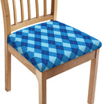 Blue Argyle Pattern Print Chair Cushion Cover