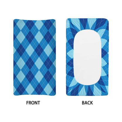 Blue Argyle Pattern Print Changing Pad Cover