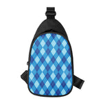 Blue Argyle Pattern Print Chest Bag