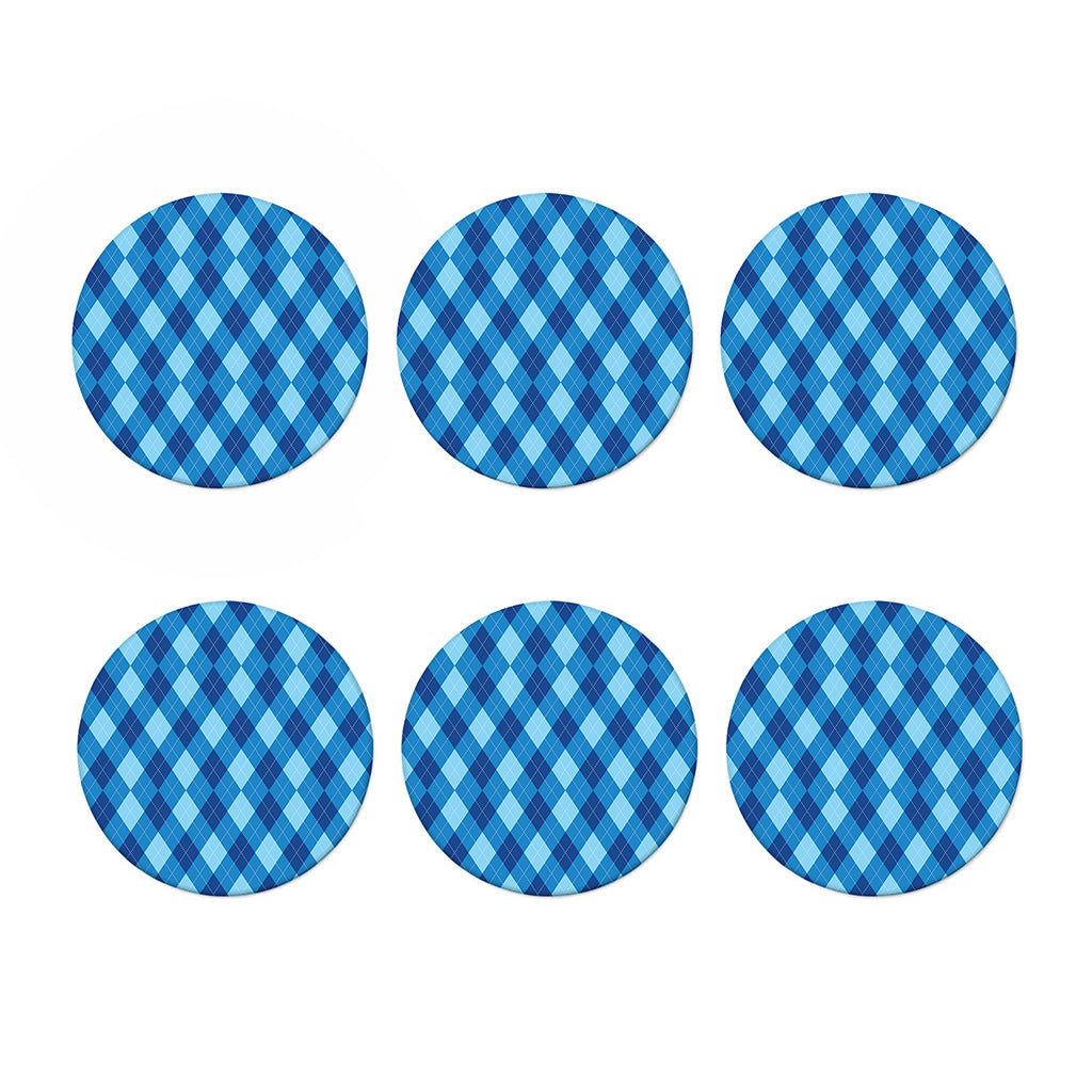 Blue Argyle Pattern Print Coaster Set