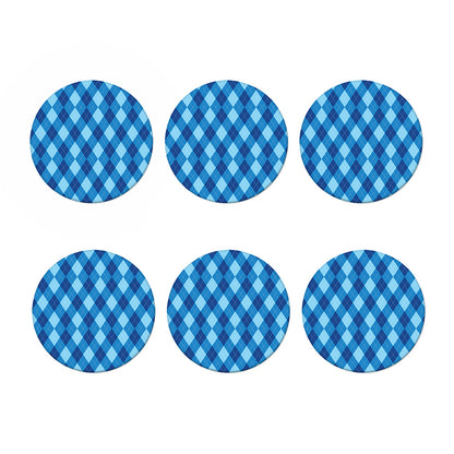 Blue Argyle Pattern Print Coaster Set
