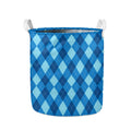 Blue Argyle Pattern Print Collapsible Laundry Basket
