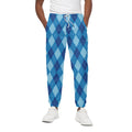 Blue Argyle Pattern Print Cotton Sweatpants