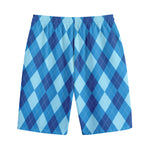 Blue Argyle Pattern Print Cotton Shorts