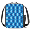 Blue Argyle Pattern Print Crossbody Lunch Bag