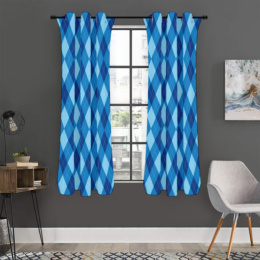Blue Argyle Pattern Print Curtain