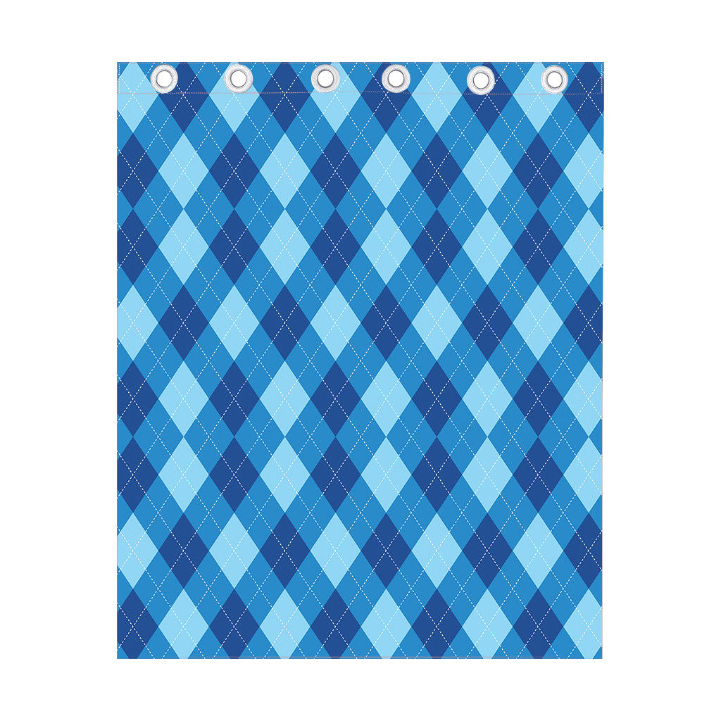 Blue Argyle Pattern Print Curtain