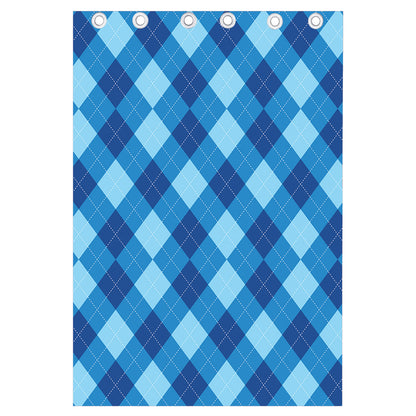 Blue Argyle Pattern Print Curtain