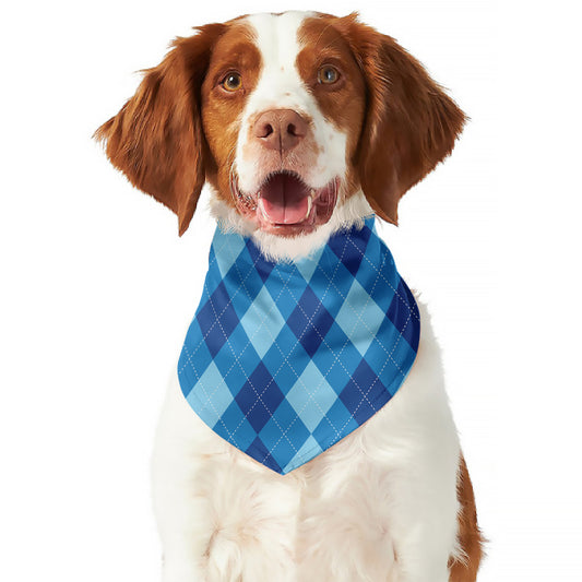 Blue Argyle Pattern Print Dog Bandana