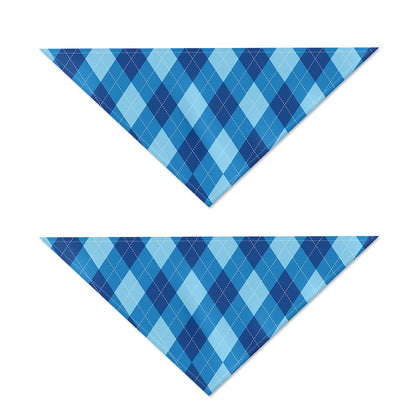 Blue Argyle Pattern Print Dog Bandana