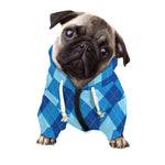 Blue Argyle Pattern Print Dog Zip Up Hoodie