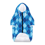 Blue Argyle Pattern Print Dog Zip Up Hoodie