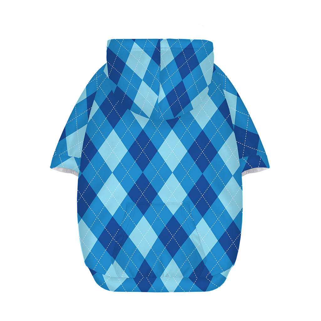 Blue Argyle Pattern Print Dog Zip Up Hoodie
