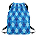 Blue Argyle Pattern Print Drawstring Backpack