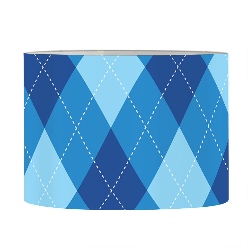 Blue Argyle Pattern Print Drum Lamp Shade