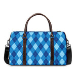 Blue Argyle Pattern Print Duffle Bag
