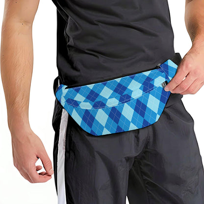 Blue Argyle Pattern Print Fanny Pack