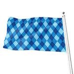 Blue Argyle Pattern Print Flag