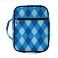 Blue Argyle Pattern Print Front Pocket Bible Bag