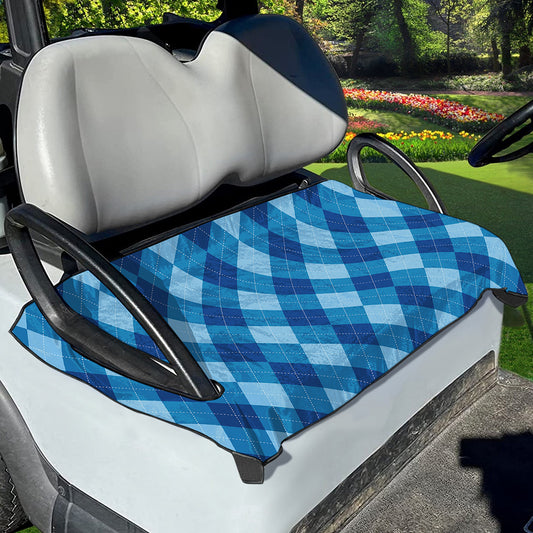 Blue Argyle Pattern Print Golf Cart Seat Cover