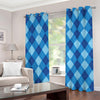 Blue Argyle Pattern Print Grommet Curtains