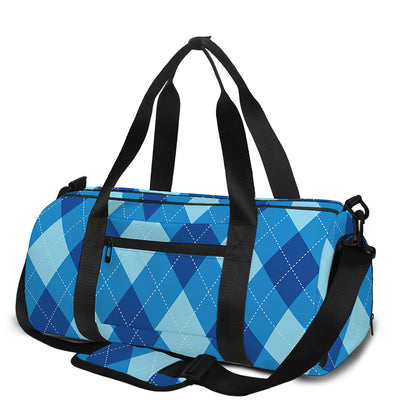 Blue Argyle Pattern Print Gym Bag