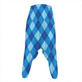 Blue Argyle Pattern Print Hammer Pants