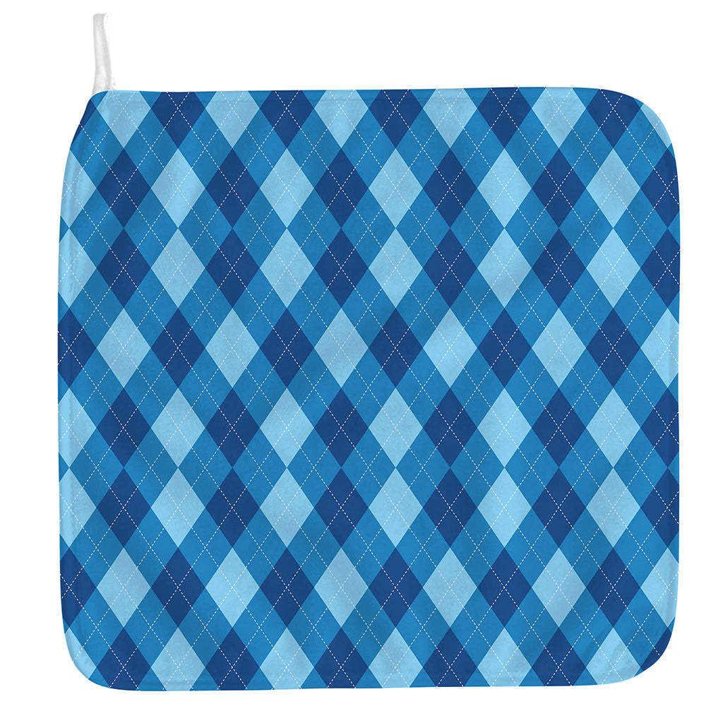 Blue Argyle Pattern Print Hand Towel