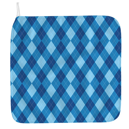 Blue Argyle Pattern Print Hand Towel