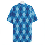 Blue Argyle Pattern Print Hawaiian Shirt