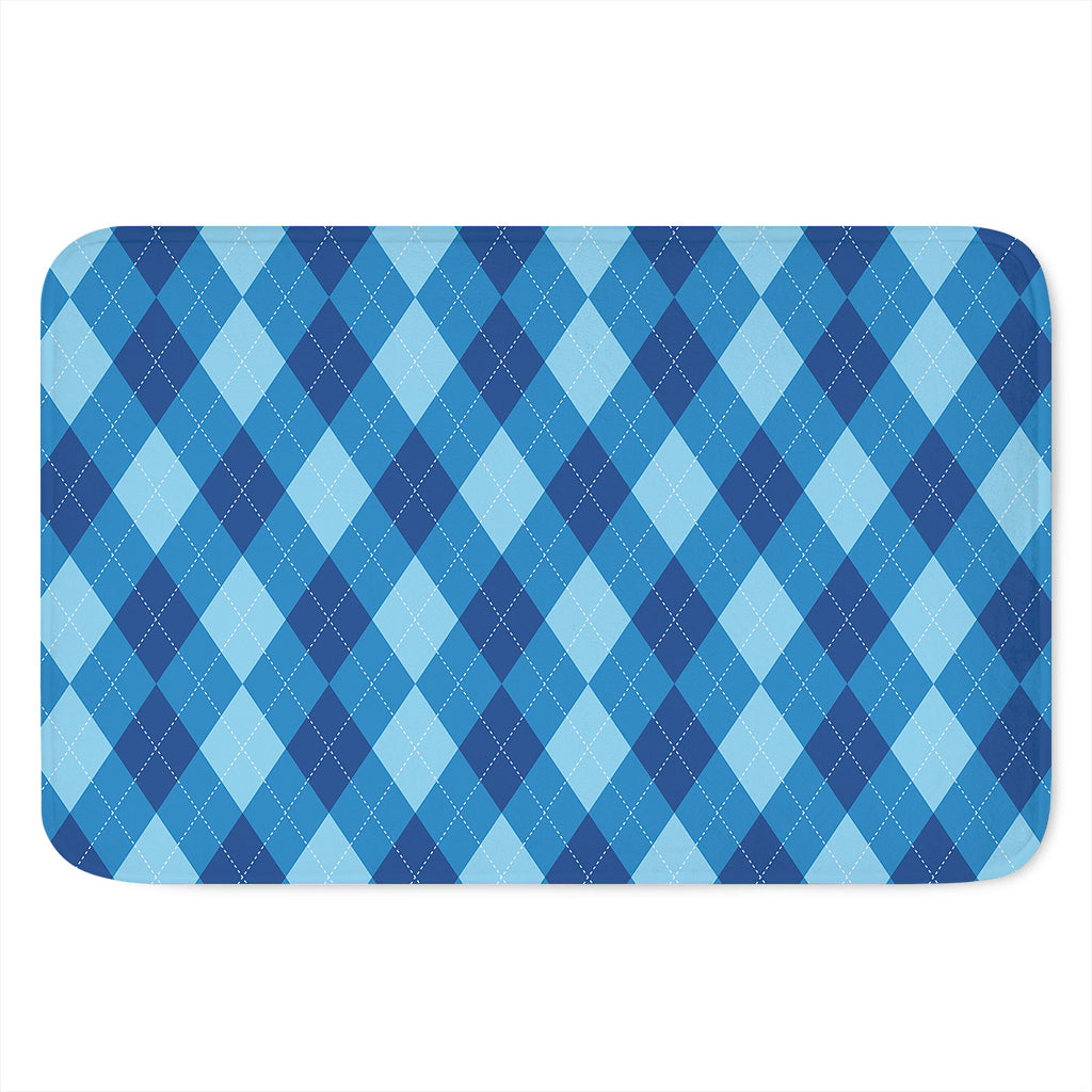 Blue Argyle Pattern Print Indoor Door Mat