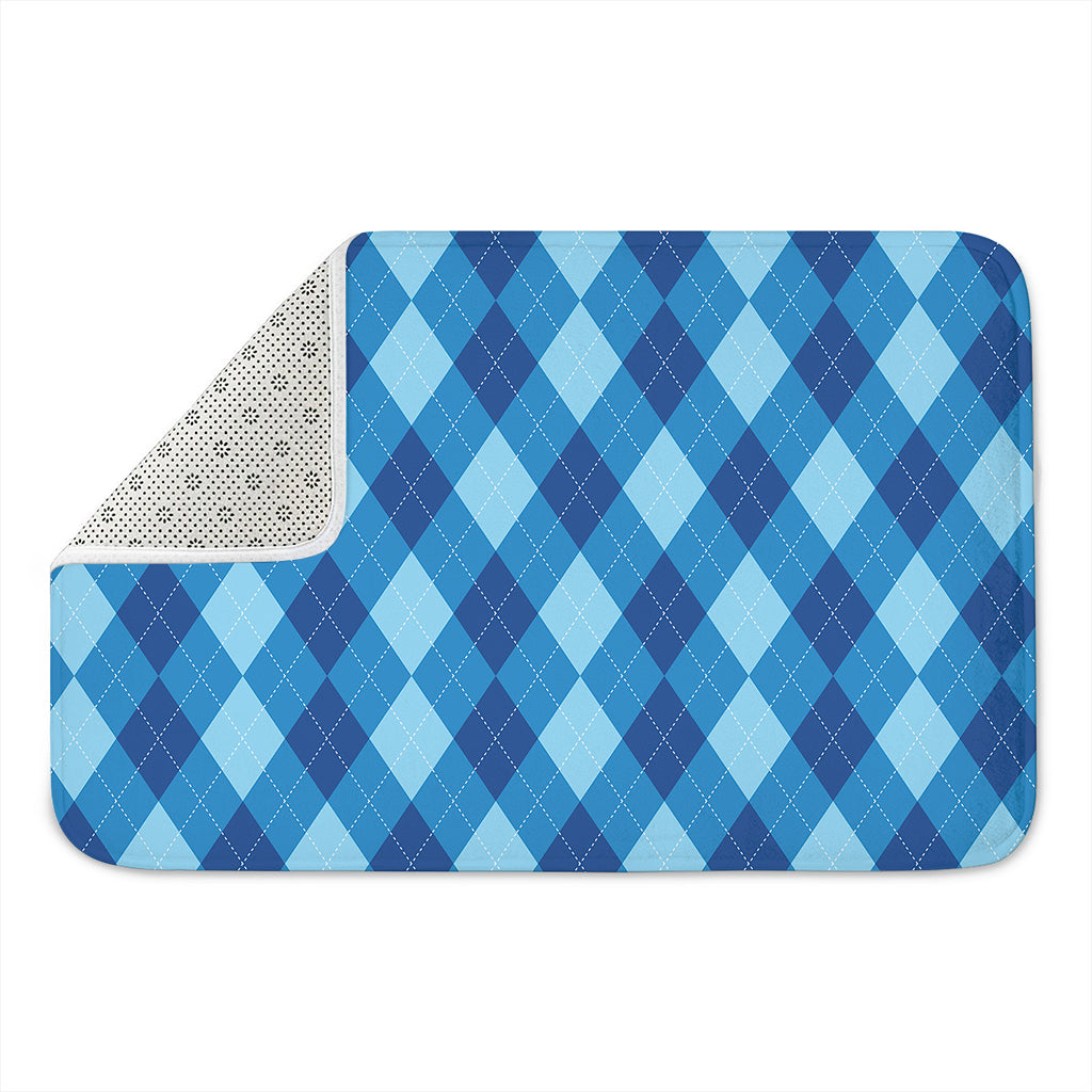 Blue Argyle Pattern Print Indoor Door Mat